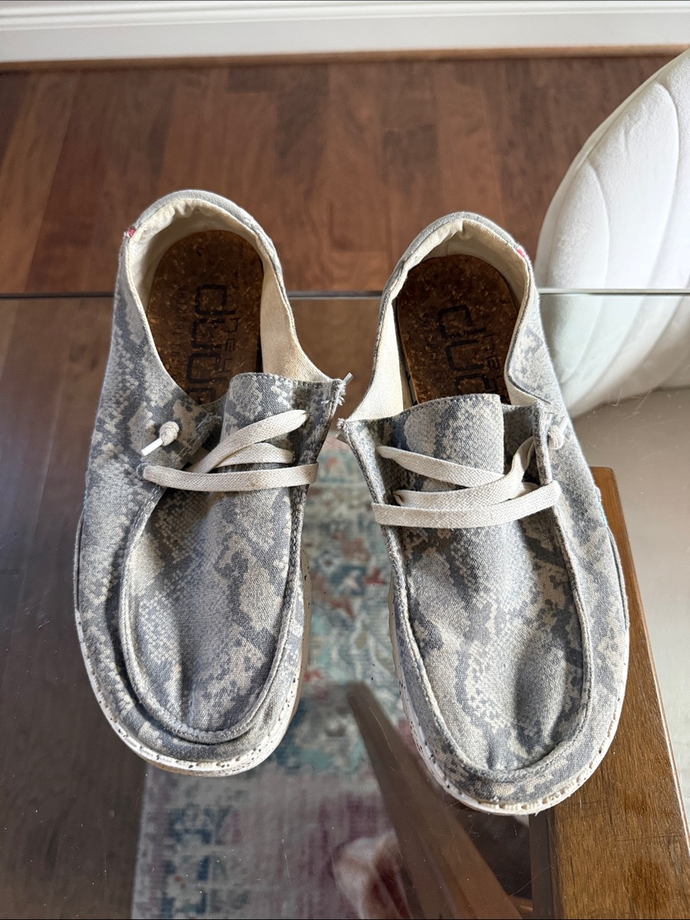 Hey Dude Neutral Snake-Pattern Slip-Ons in Grey and Beige